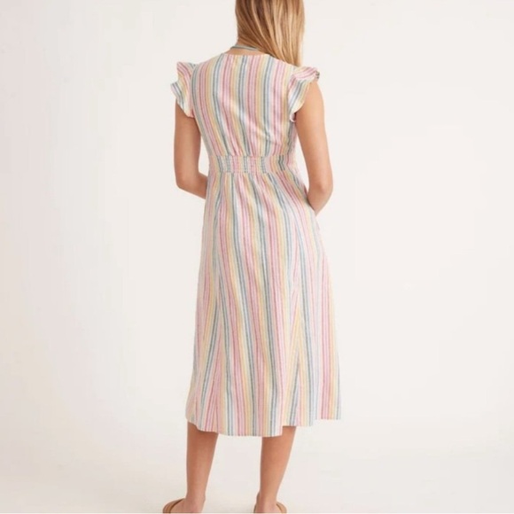 Marine Layer Hemp Camila Rainbow Stripe Button Front Midi Dress size Small - Picture 2 of 8